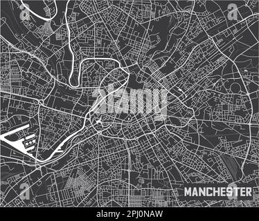 Minimalistisches Posterdesign mit Stadtplan von Manchester. Stock Vektor