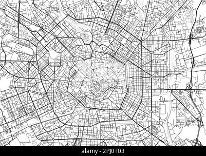 Schwarzweißer Vektor-Stadtplan von Mailand mit gut organisierten getrennten Schichten. Stock Vektor