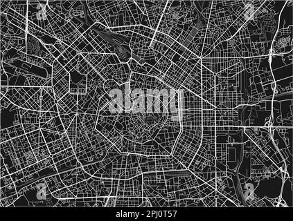Schwarzweißer Vektor-Stadtplan von Mailand mit gut organisierten getrennten Schichten. Stock Vektor