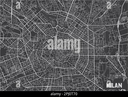 Minimalistisches Posterdesign mit Stadtplan von Mailand. Stock Vektor