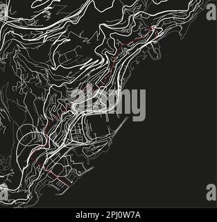 Schwarzweiß-Vektor-Stadtplan von Monaco mit gut organisierten getrennten Schichten. Stock Vektor