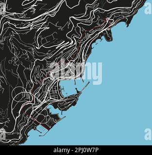 Schwarzweiß-Vektor-Stadtplan von Monaco mit gut organisierten getrennten Schichten. Stock Vektor