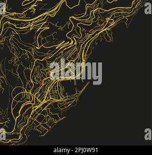 Schwarz-gelber Vektorplan von Monaco mit gut organisierten getrennten Schichten. Stock Vektor