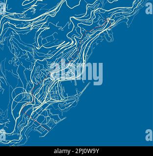 Blauer und weißer Vektorplan von Monaco mit gut organisierten getrennten Schichten. Stock Vektor