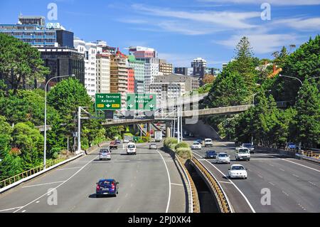 Wellington Stadtautobahn, Thorndon, Wellington, Region Wellington, Nordinsel, Neuseeland