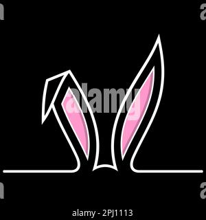Osterhasen-Ohrvektor. Schwarzer Hintergrund. Ostersymbol Ornament in Weiß, Pink und Schwarz. Stock Vektor