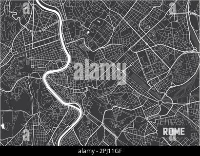 Minimalistisches Posterdesign mit Stadtplan von Rom. Stock Vektor