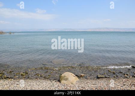 Convenience Beach in der Nähe des Naturschutzgebiets Arbel an der Westküste des Sees Galiläa, Israel Stockfoto