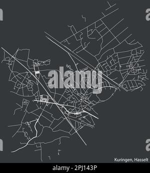 Detaillierte handgezeichnete Navigationskarte der STADT KURINGEN der belgischen Stadt HASSELT, Belgien, mit lebhaften Straßenlinien und Stock Vektor