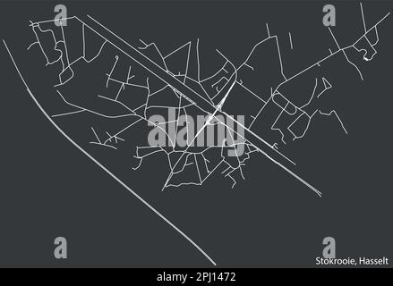 Detaillierte handgezeichnete Straßenkarte der Stadt STOKROOIE der belgischen Stadt HASSELT, Belgien, mit lebhaften Straßenlinien an Stock Vektor