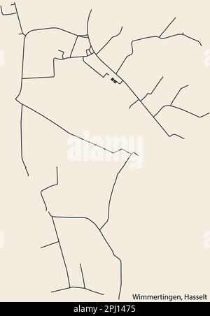 Detaillierte handgezeichnete Navigationskarte der STADT WIMMERTINGEN der belgischen Stadt HASSELT, Belgien, mit lebhaften Straßenlinien Stock Vektor