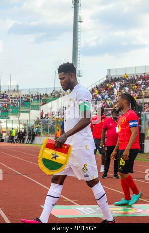 Thomas Partey vom Ghana-Team bei den Qualifizierungen des Africa Cup of Nations 2023 zwischen Ghana und Angola im Baba Yara-Stadion in Kumasi, Ghana. Stockfoto