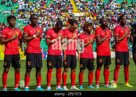 Das angolanische Team bei den Qualifizierungen des Africa Cup of Nations 2023 zwischen Ghana und Angola im Baba Yara Stadium in Kumasi, Ghana. Stockfoto