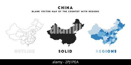 China-Karte. Borders of China für Ihre Infografik. Vektor-Landesform. Vektorabbildung. Stock Vektor