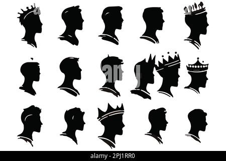 Silhouetten King Crowns Set Illustration Vector Design Kollektion Stock Vektor