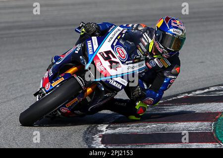 Toprak Razgatlioglu aus der Türkei: Pata Yamaha Prometeon WorldSBK Team mit Yamaha YZF R1 während der SBK Motul FIM Superbike World Championship: Catalunya Testtag 1 auf dem Circuit de Barcelona-Catalunya in Montmelo, Spanien. (Kredit: David Ramirez / Dax Images) Stockfoto