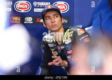 Toprak Razgatlioglu aus der Türkei: Pata Yamaha Prometeon WorldSBK Team mit Yamaha YZF R1 während der SBK Motul FIM Superbike World Championship: Catalunya Testtag 1 auf dem Circuit de Barcelona-Catalunya in Montmelo, Spanien. (Kredit: David Ramirez / Dax Images) Stockfoto