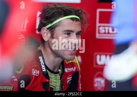 Alvaro Bautista aus Spanien aus dem Aruba.it. Rennteam mit Ducati Ducati Panigale V4R während der SBK Motul FIM Superbike World Championship: Catalunya Testtag 1 auf dem Circuit de Barcelona-Catalunya in Montmelo, Spanien. (Kredit: David Ramirez / Dax Images) Stockfoto