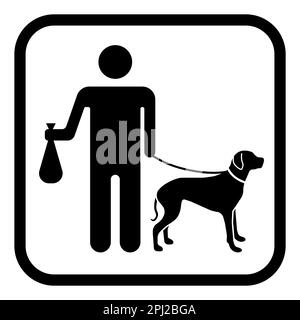 Unterschreiben SIE BITTE REINIGEN SIE NACH IHREN HUNDEN auf weißem Hintergrund. Illustration Stockfoto