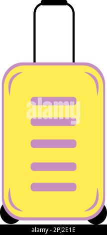 Abstrakter Reisekoffer auf Rädern in trendigen, hellen Farbtönen. Frohen Welttourismustag. Internationaler Zolltag. Koffer-Tag. Aufkleber. Symbol. Isolieren. Design für Poster, Banner oder Preis, Etikett. EPS Stock Vektor