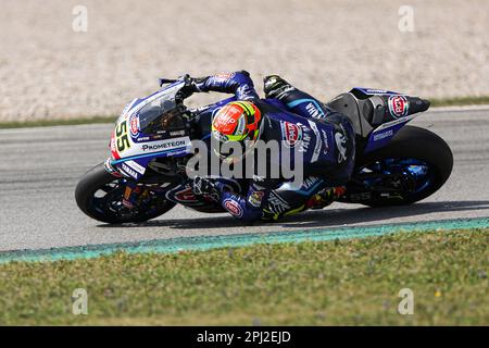 Montmelo, Barcelona, Spanien. 30. März 2023. Andrea Locatelli aus Italien, Pata Yamaha Prometeon WorldSBK Team mit Yamaha YZF R1 während der SBK Motul FIM Superbike World Championship: Catalunya Test Day 1 auf dem Circuit de Barcelona-Catalunya in Montmelo, Spanien. (Kreditbild: © David Ramirez/DAX via ZUMA Press Wire) NUR REDAKTIONELLE VERWENDUNG! Nicht für den kommerziellen GEBRAUCH! Stockfoto