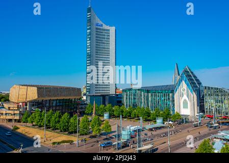 Leipzig, Deutschland, 9. August 2022: Aus der Vogelperspektive der Universität Leipzig. Stockfoto