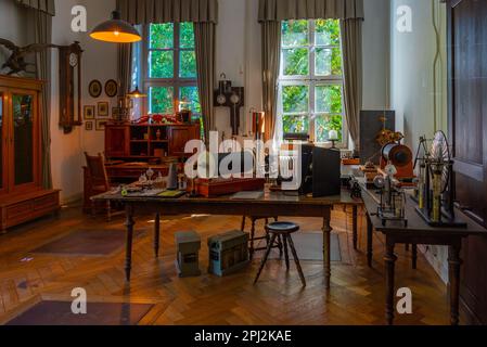 Würzburg, Deutschland, 12. August 2022: Röntgen-Gedenkstätte in der Altstadt von Würzburg. Stockfoto