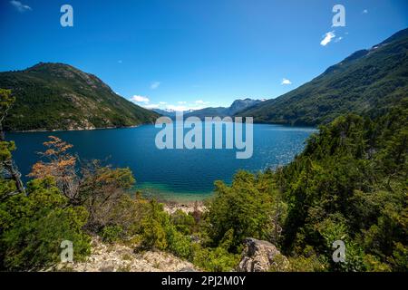 Rivadavia Lake am Los Alerces National Park, Provinz Chubut, Argentinien Stockfoto