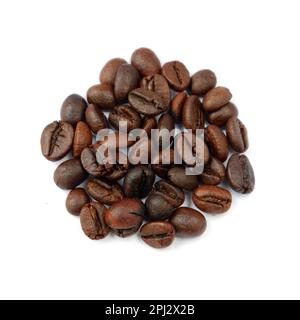 Kaffeebohnen isoliert auf weißem Hintergrund Stockfoto