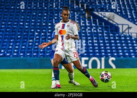 Melvine Malard (28) aus Lyon, abgebildet während eines Fußballspiels zwischen dem Chelsea FC und Olympique Lyonnais im Viertelfinale der Champions League Frauenfußball der Saison 2022 - 2023 am Donnerstag, den 30 . März 2023 in London , England . FOTO SPORTPIX | Stijn Audooren Stockfoto