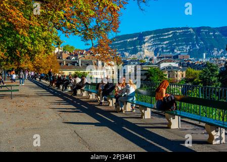 Genf, Schweiz, 19. September 2022: Promenade de la Treille in der Schweizer Stadt Genf. Stockfoto