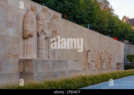 Genf, Schweiz, 19. September 2022: Mauer der Reformer in der schweizer Stadt Genf. Stockfoto