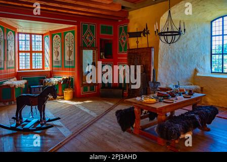 Kastelholm, Finnland, 31. Juli 2022: Das Innere der Burg Kastelholm auf den Inseln Aland in Finnland. Stockfoto