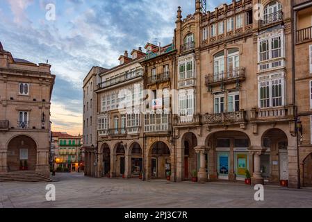 Ourense, Spanien, 10. Juni 2022: Blick auf den Platz Praza maior in der spanischen Stadt Ourense. Stockfoto