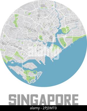 Minimalistisches Stadtplansymbol für Singapur. Stock Vektor