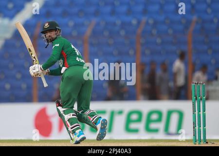 Litton Kumar das schlägt beim dritten T20I. Spiel gegen Irland im Zahur Ahmed Chowdhury Stadium, Sagorika, Chattogram, Bangladesch. Stockfoto