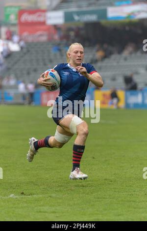 Hongkong, China. 31. März 2023. Große Briten, Heather Cowell rennt beim Duell der Frauen von Kanada gegen Großbritannien 7Õs. Kredit: Jayne Russell/Alamy Live News Stockfoto