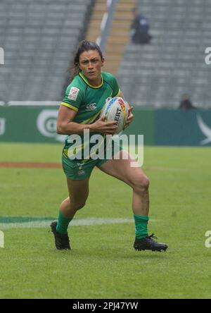 Hongkong, China. 31. März 2023. Irlands Kapitän Lucy Mulhall in Aktion während des Rugby-Spiels Irland gegen Fidschi Frauen 7s in Hong Kong Credit: Jayne Russell/Alamy Live News Stockfoto