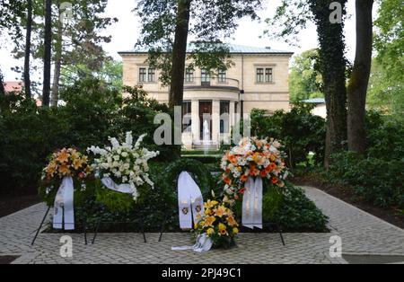 Deutschland, Bayern, Bayreuth: Grab von Richards Wagner (1813-1883) im Garten seines Hauses Wahnfried: Stockfoto