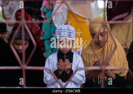 New Delhi, Delhi, Indien. 31. März 2023. Muslimische Anhänger beten am Freitag während des heiligen Fastenmonats des Ramadan in Jama Masjid, in den alten Vierteln von Neu-Delhi, Indien, am 31. März 2023. (Kreditbild: © Kabir Jhangiani/ZUMA Press Wire) NUR REDAKTIONELLE VERWENDUNG! Nicht für den kommerziellen GEBRAUCH! Stockfoto