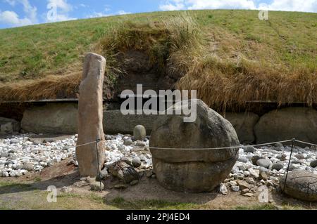 Irland, Grafschaft Meath, Brú Na Bóinne: Das neolithische irische Passagegrab von 3200 v. Chr. enthält die größte Sammlung von Passagen- Stockfoto