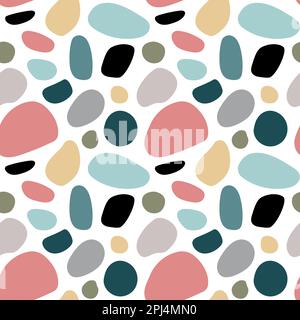 Abstrakte geometrische Formen nahtlose Muster. Abstrakter zeitgenössischer Stil. Trendige Illustration. Steinmosaik Stock Vektor