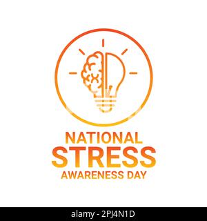 National Stress Awareness Day – Vorlage für Vektordarstellung. Kreatives Symbol oder Symbol isoliert auf weißem Hintergrund Stock Vektor