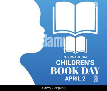 Vector Illustration International Children's Book Day. April 2. Urlaubskonzept. Vorlage für Hintergrund, Banner, Karte, Poster mit Texteindruck Stock Vektor