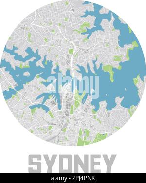 Minimalistisches Stadtplansymbol von Sydney. Stock Vektor