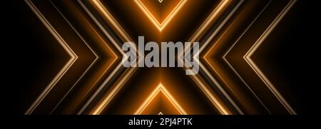 Futuristisches abstraktes Gaming-Banner in Schwarz und Orange mit Pfeilformen. Vektordarstellung Stock Vektor