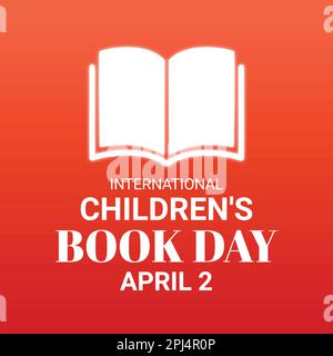 Vektordesign des International Children's Book Day auf hellrotem Hintergrund. April 2. Urlaubskonzept. Vorlage für Hintergrund, Banner, Karte Stock Vektor
