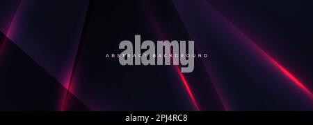 Schwarzer breiter Vektor abstrakter Hintergrund mit leuchtenden roten Lichtlinien. Moderner futuristischer Design-Hintergrund. Vektordarstellung Stock Vektor