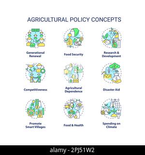 Symbolsatz agrarpolitisches Konzept Stock Vektor