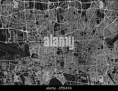 Schwarzweißer Vektor-Stadtplan von Teheran mit gut organisierten getrennten Schichten. Stock Vektor